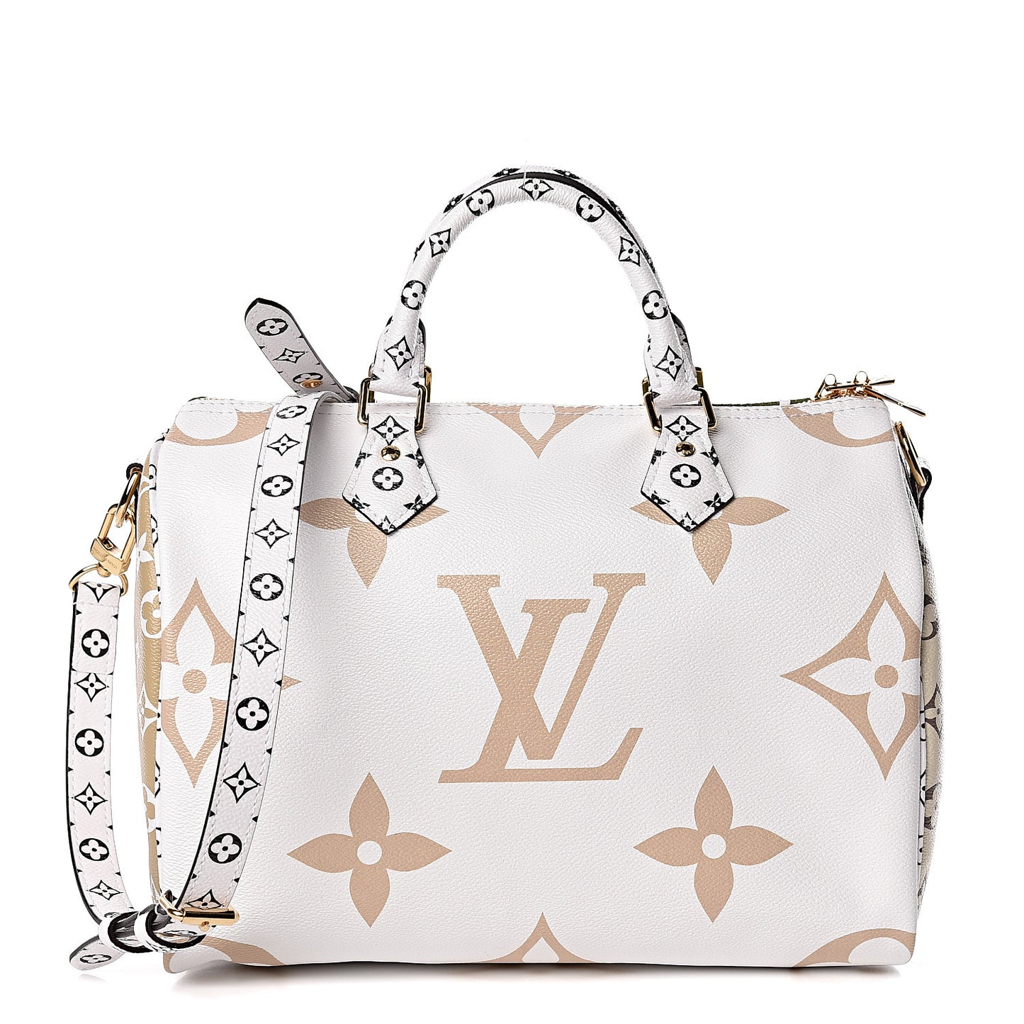 Monogram Giant Speedy Bandouliere 30 Kaki Beige