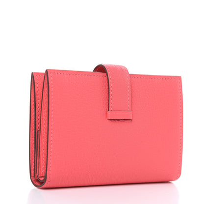 Hermes Chevre Mysore Mini Bearn Wallet Rose Lipstick 3 of 8