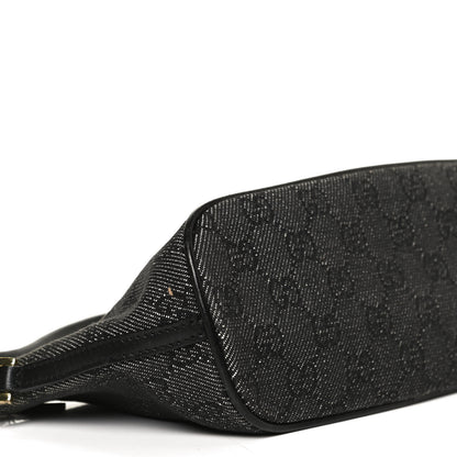 Gucci Denim Monogram Boat Pochette Black 9 of 11