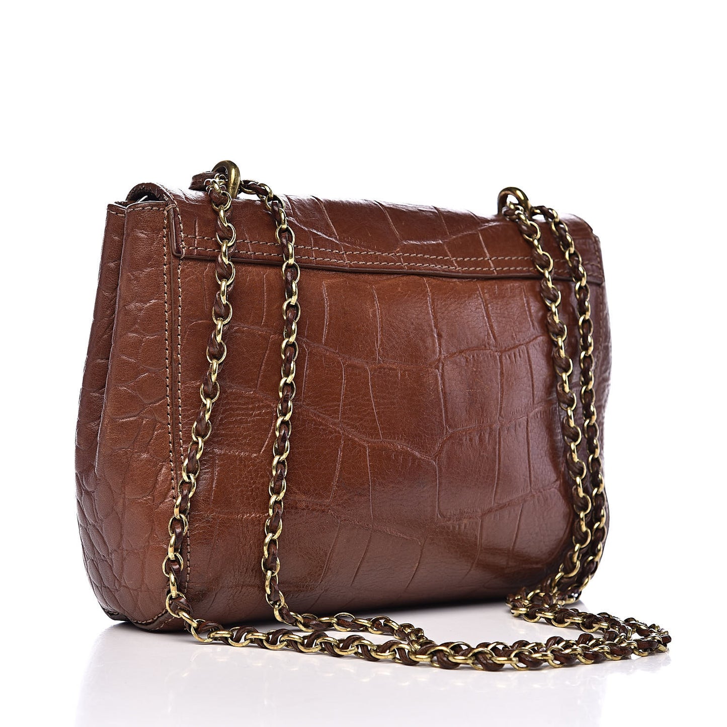 Nappa Crocodile Embossed Small Lily Flap Oak