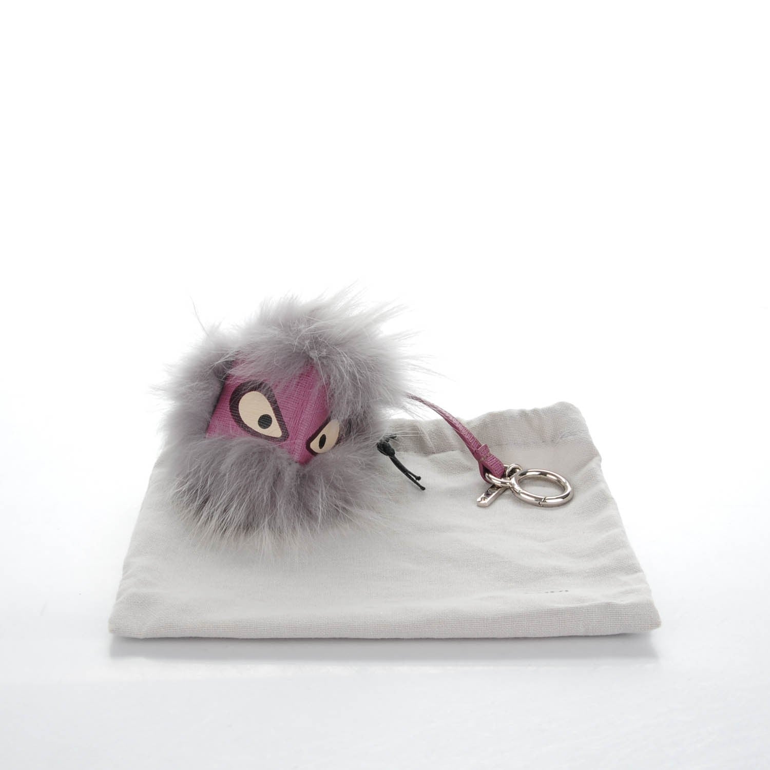Fendi Fox Fur Jessy Jr Monster Bag Bug Charm Lilla Multicolor Perla 4 of 4