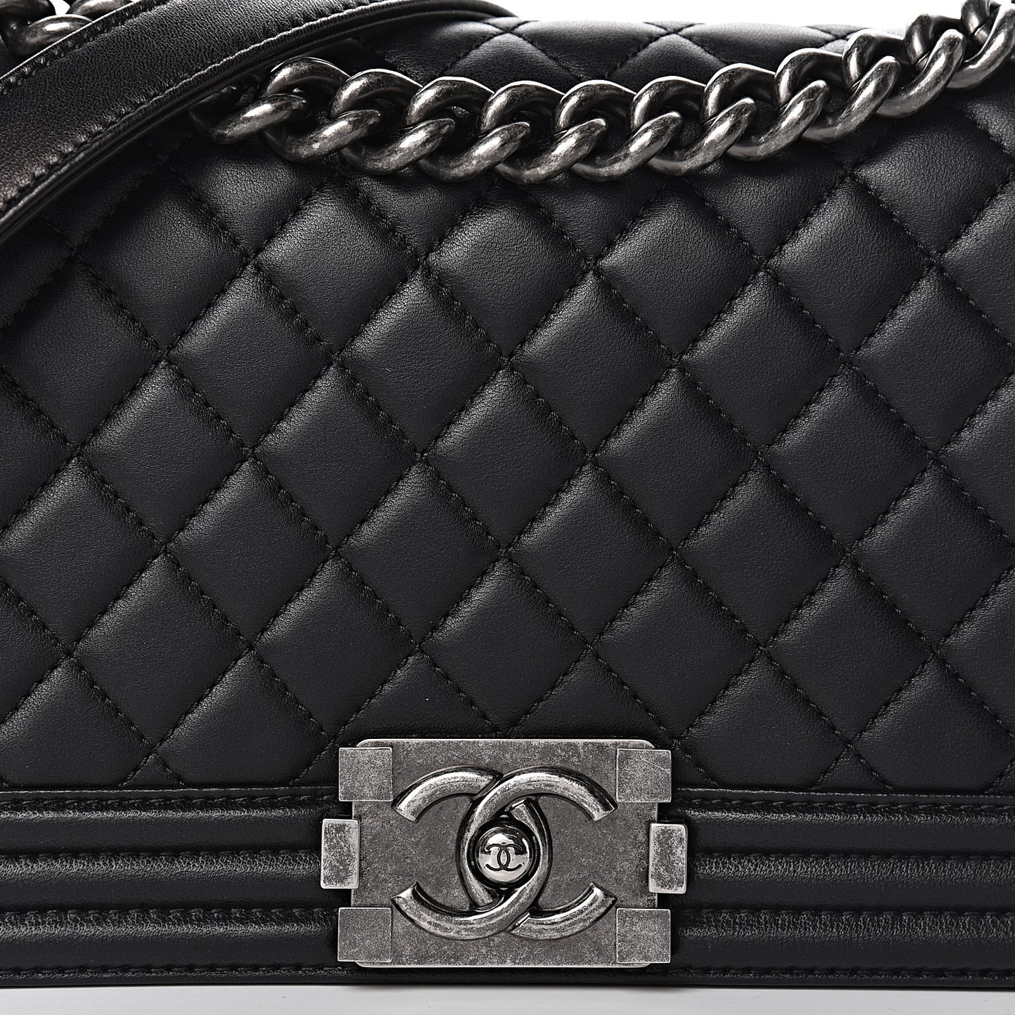 Lambskin Quilted Medium Boy Flap Black
