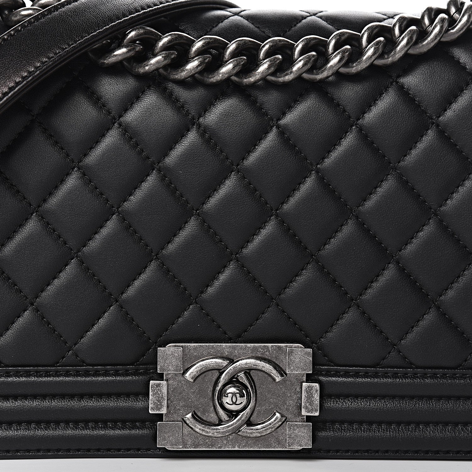 Chanel Lambskin Quilted Medium Boy Flap Black 15 of 16