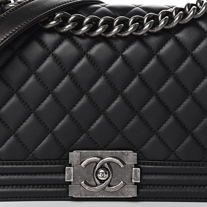 Chanel Lambskin Quilted Medium Boy Flap Black 15 of 16