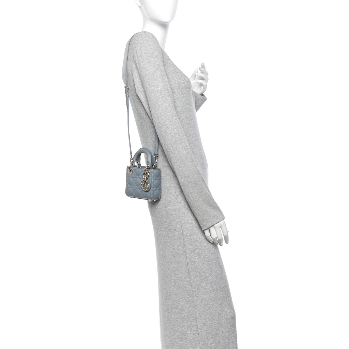 Christian Dior Lambskin Cannage Micro Lady Dior Cloud Blue 2 of 11