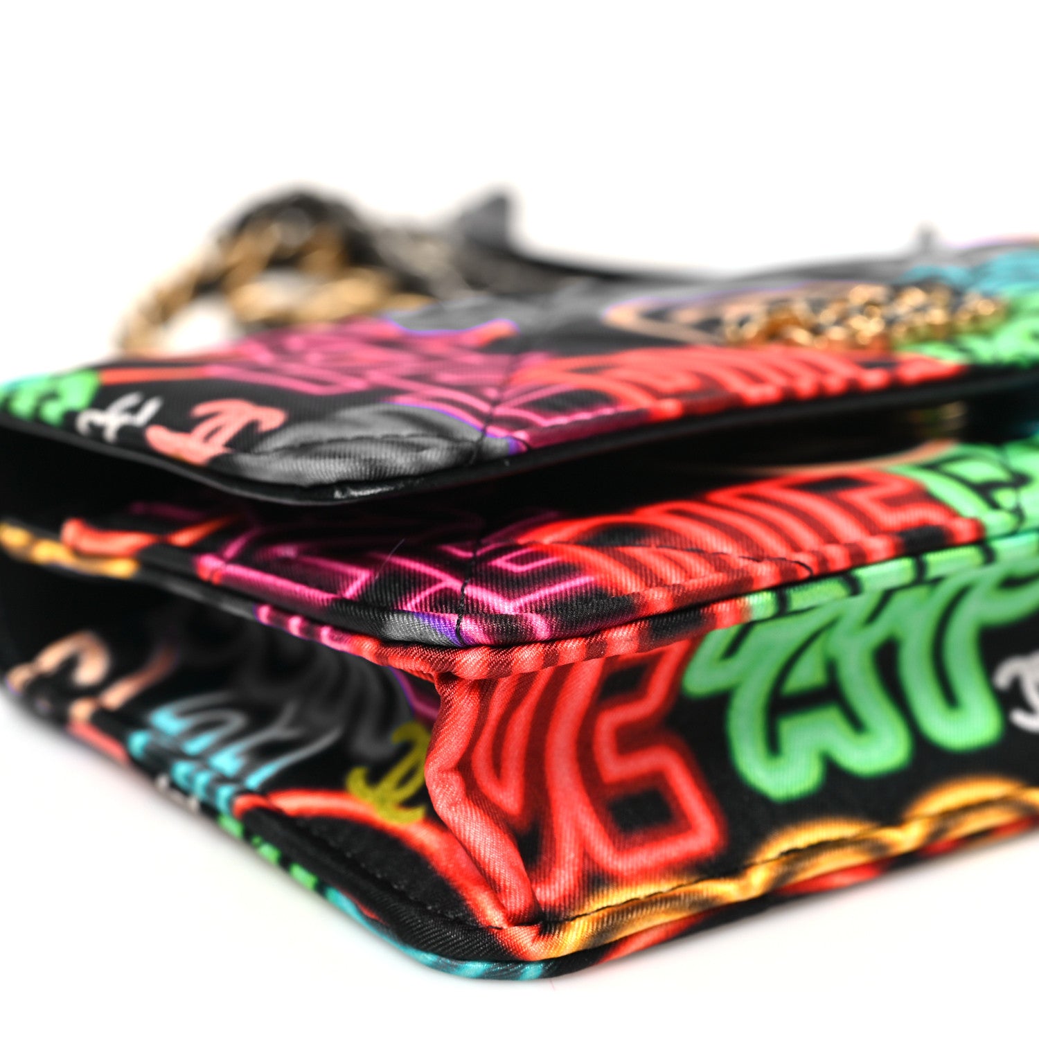 Chanel Fabric Printed Chanel 19 Wallet On Chain WOC Black Multicolor 10 of 12