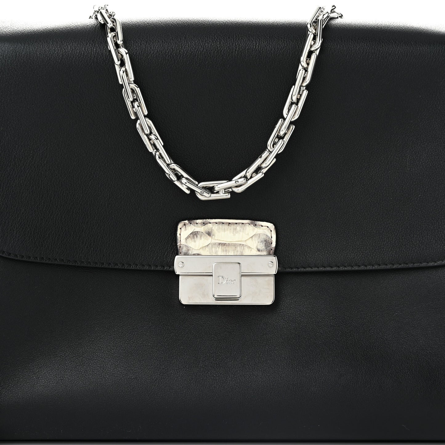 Calfskin Snakeskin Small Diorling Black