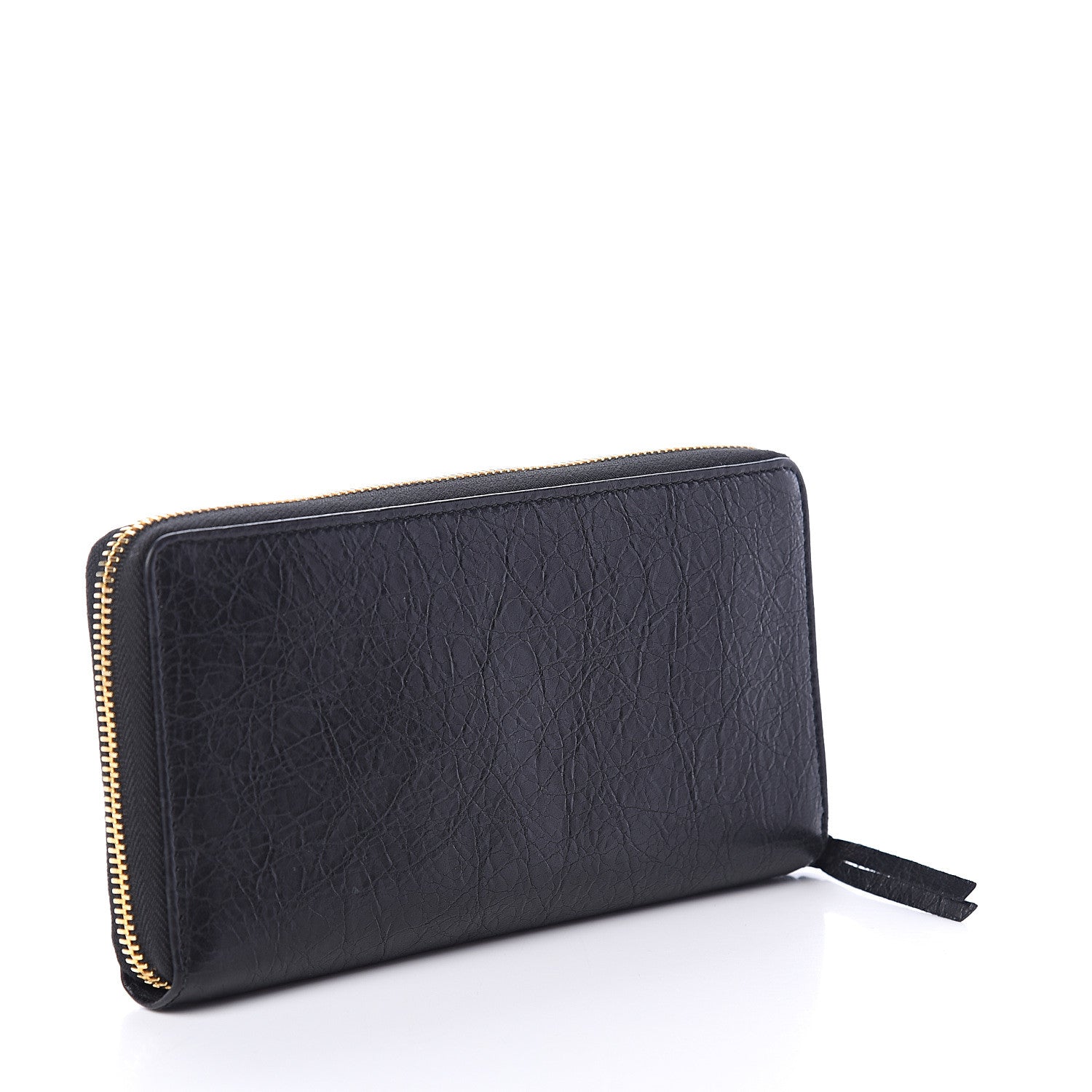 Balenciaga Agneau Classic Gold Hardware Continental Zip Around Wallet Black 2 of 5