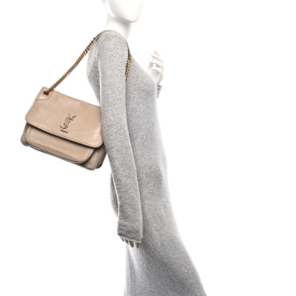 Saint Laurent Lambskin Matelasse Monogram Medium Niki Chain Satchel Dark Beige 2 of 11