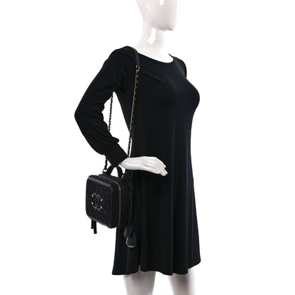 Chanel Tweed Quilted Medium CC Filigree Vanity Case Black 2 of 10