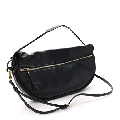 Celine Shiny Lambskin Soft Triomphe Half Moon Bag Black 3 of 9