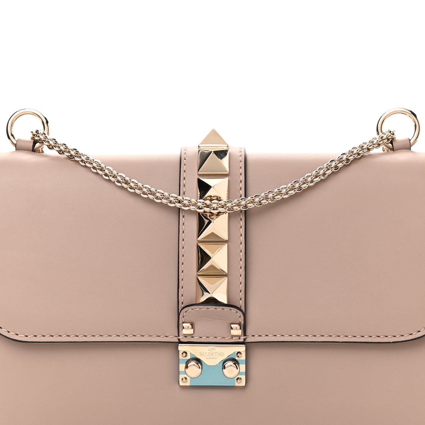 Vitello Medium Glam Lock Rockstud Flap Poudre