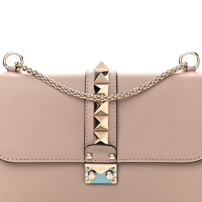 Valentino Garavani Vitello Medium Glam Lock Rockstud Flap Poudre 7 of 9