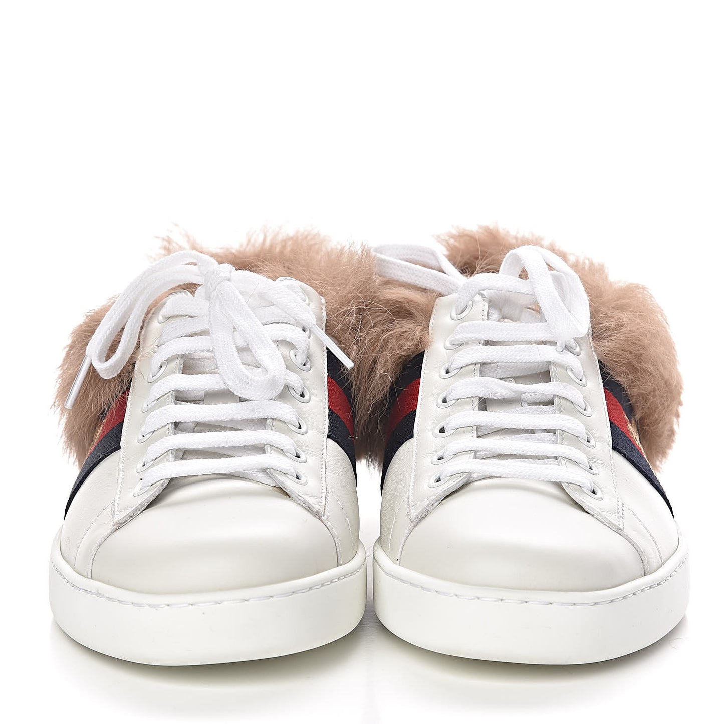 Calfskin Wool Web Bee Embroidered Mens Ace Sneakers 8 White