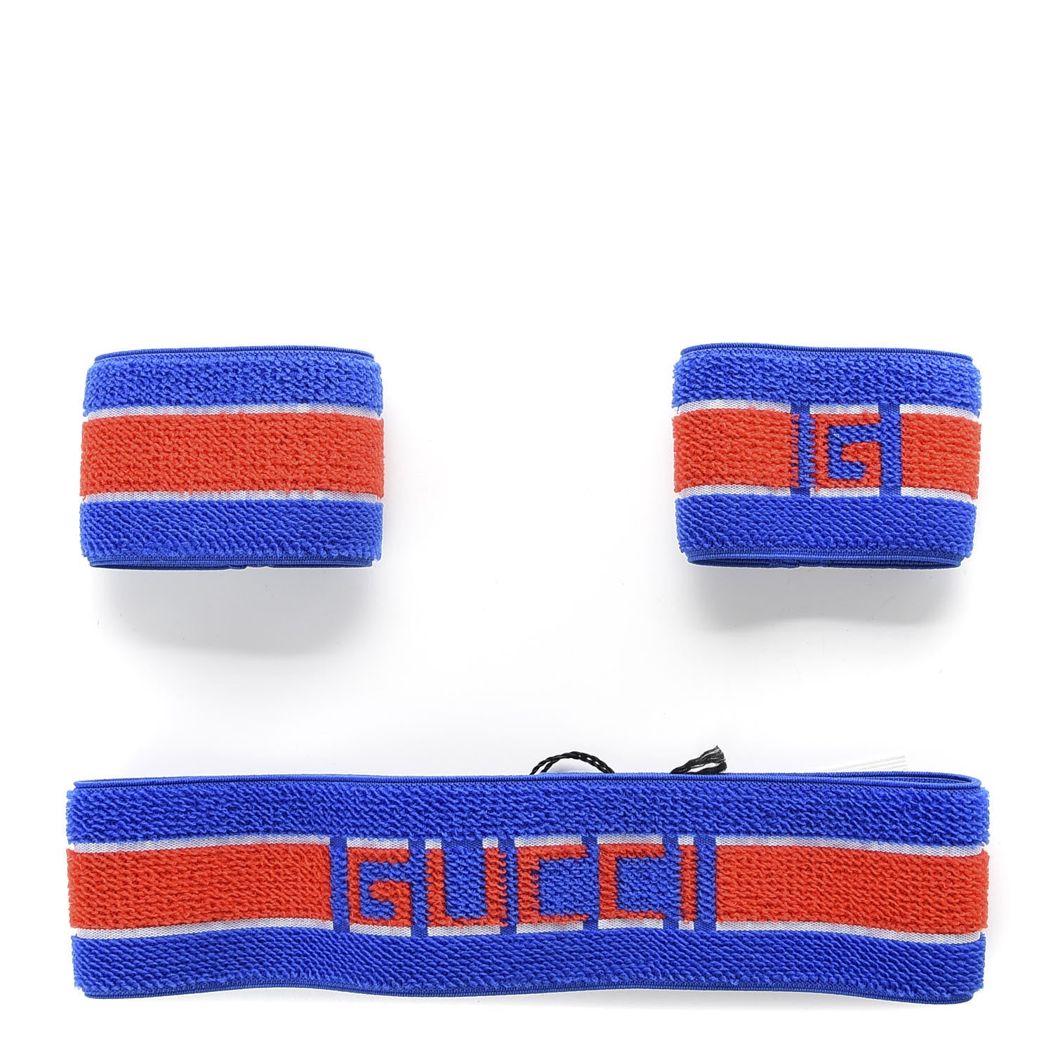 Gucci Cotton Logo Headband and Wrist Set M Blue Orange 1 of 4