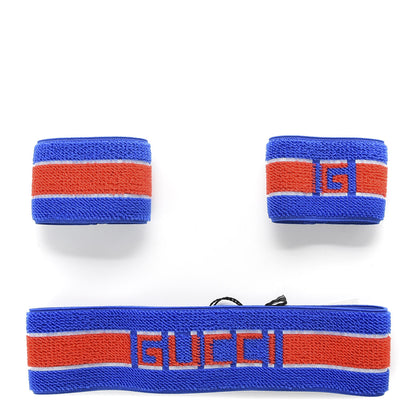 Gucci Cotton Logo Headband and Wrist Set M Blue Orange 1 of 4
