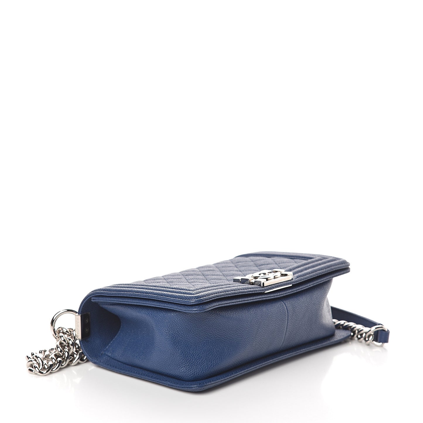 Caviar Quilted Medium Boy Flap Dark Blue