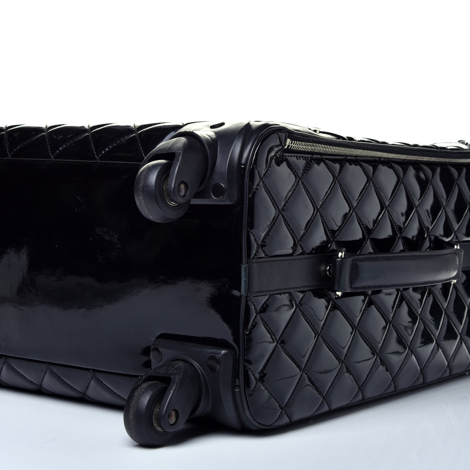 Chanel Vinyl Calfskin Quilted Trolley Rolling Luggage Black 8 of 8