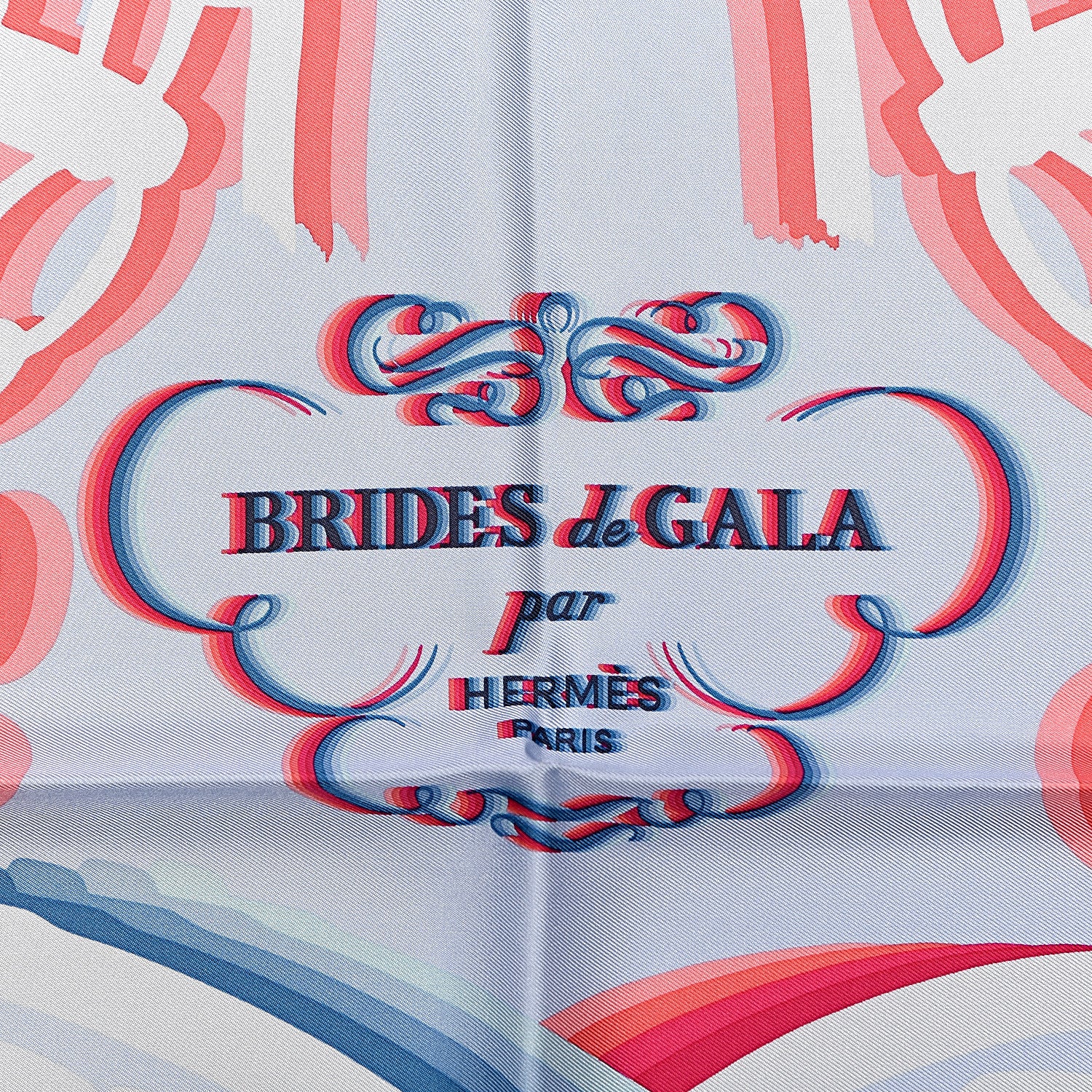 Hermes Silk Brides De Gala Shadow Scarf 90 Bleu Ciel Rose Vif 5 of 6