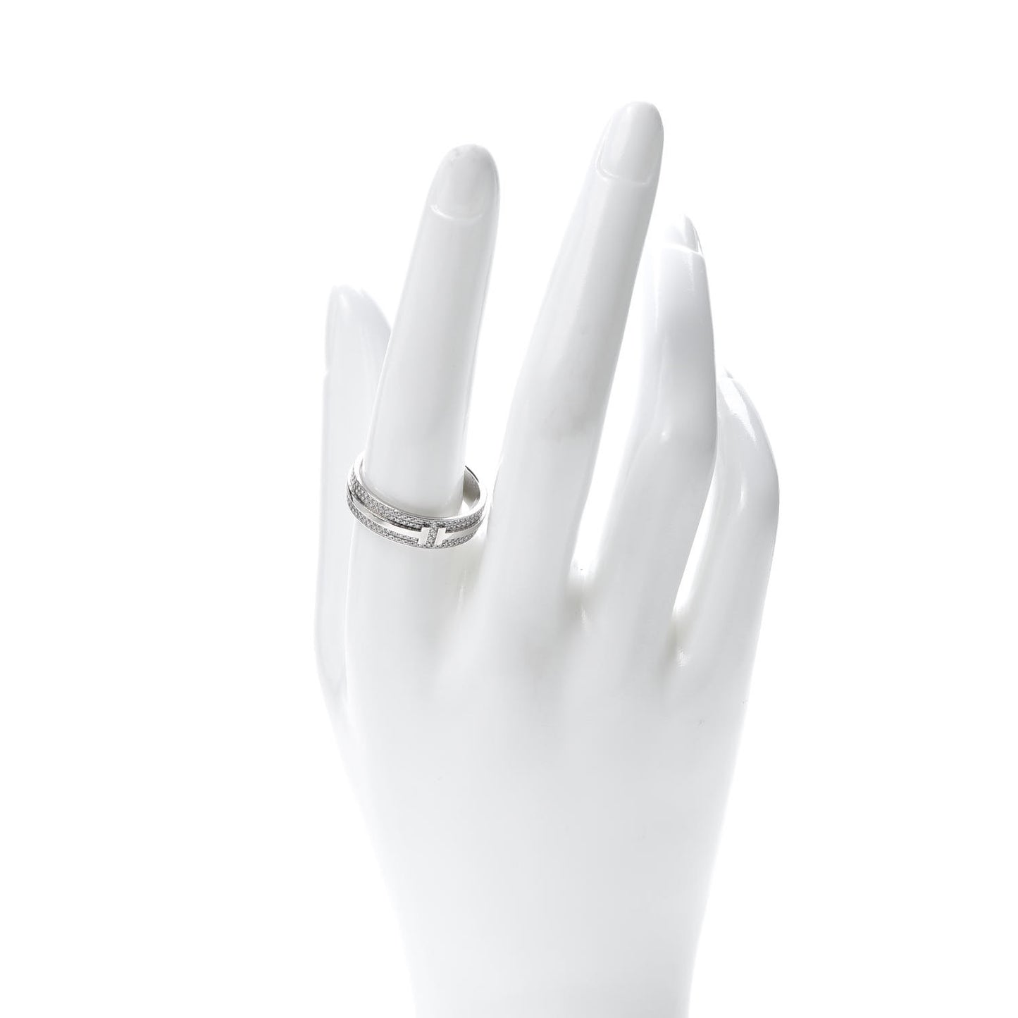 18K White Gold Diamond T Two Wide Ring 61 9.5