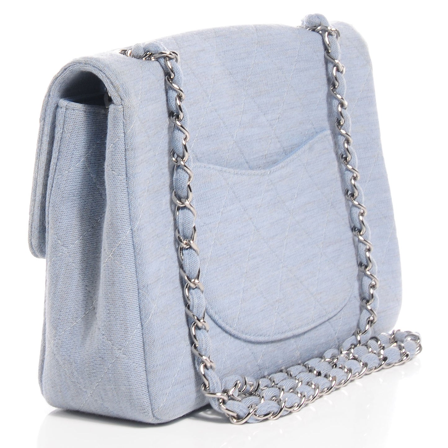 Jersey Quilted Medium Single Flap Blue