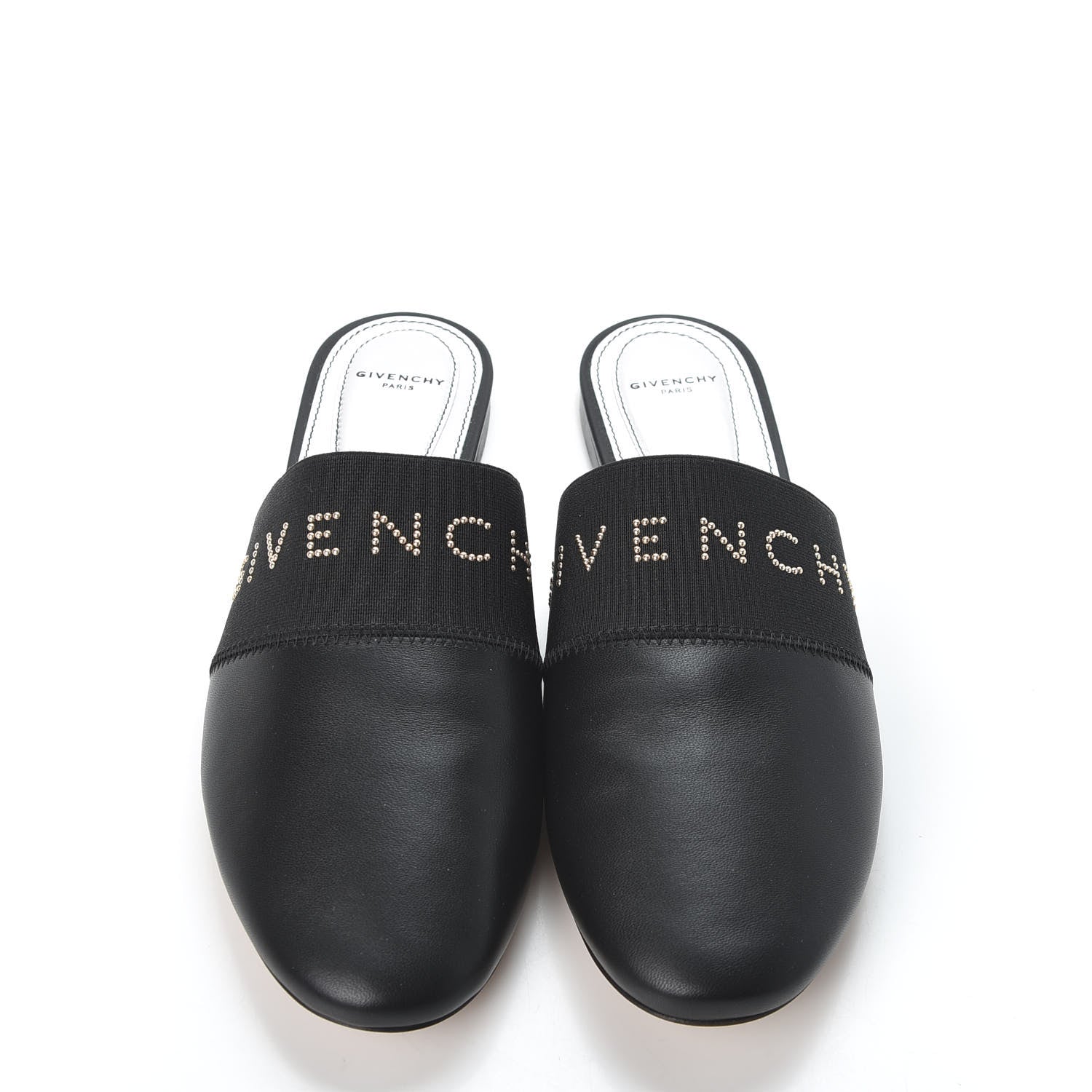 Givenchy Calfskin Crystal Embellished Bedford Logo Mule Slides 39.5 Black 5 of 10