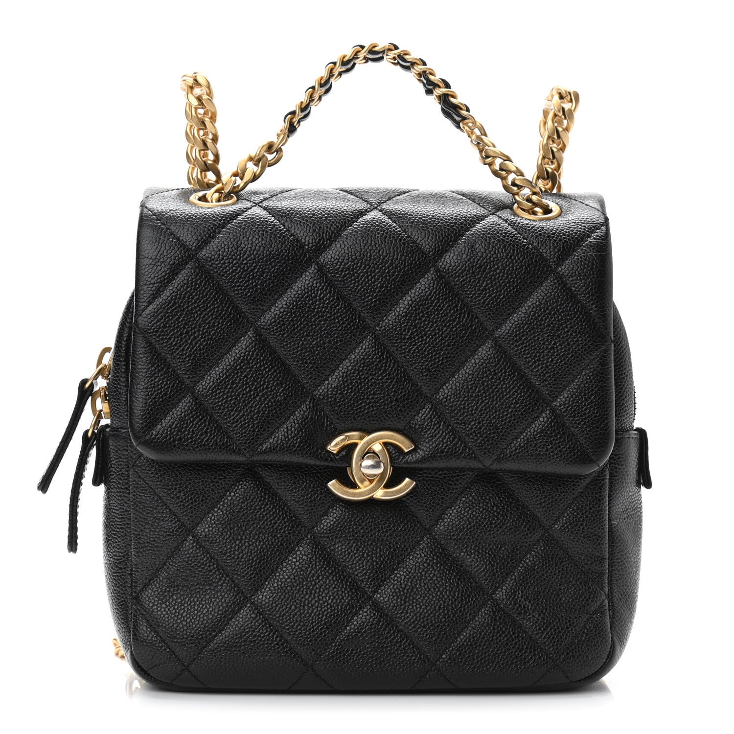 Chanel Shiny Caviar Quilted Chain Melody Backpack Black 1 of 10