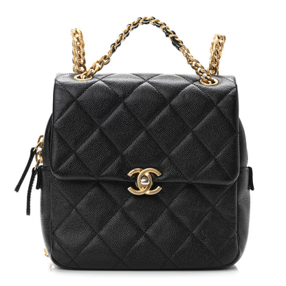 Chanel Shiny Caviar Quilted Chain Melody Backpack Black 1 of 10