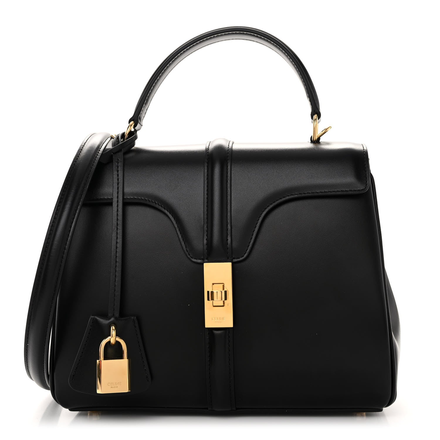 Celine Satinated Calfskin Small 16 Top Handle Bag Black 1 of 10