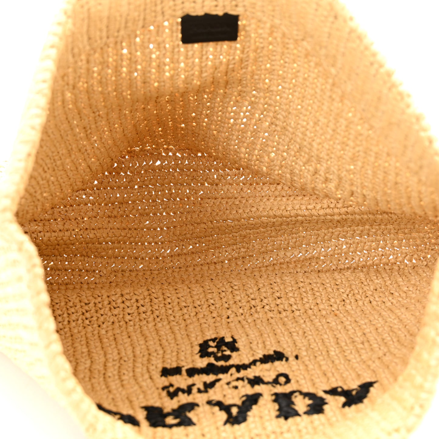 Yarn Raffia Effect Crochet Embroidered Logo Tote Naturale