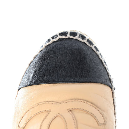 Chanel Lambskin CC Espadrilles 38 Beige Black 10 of 11