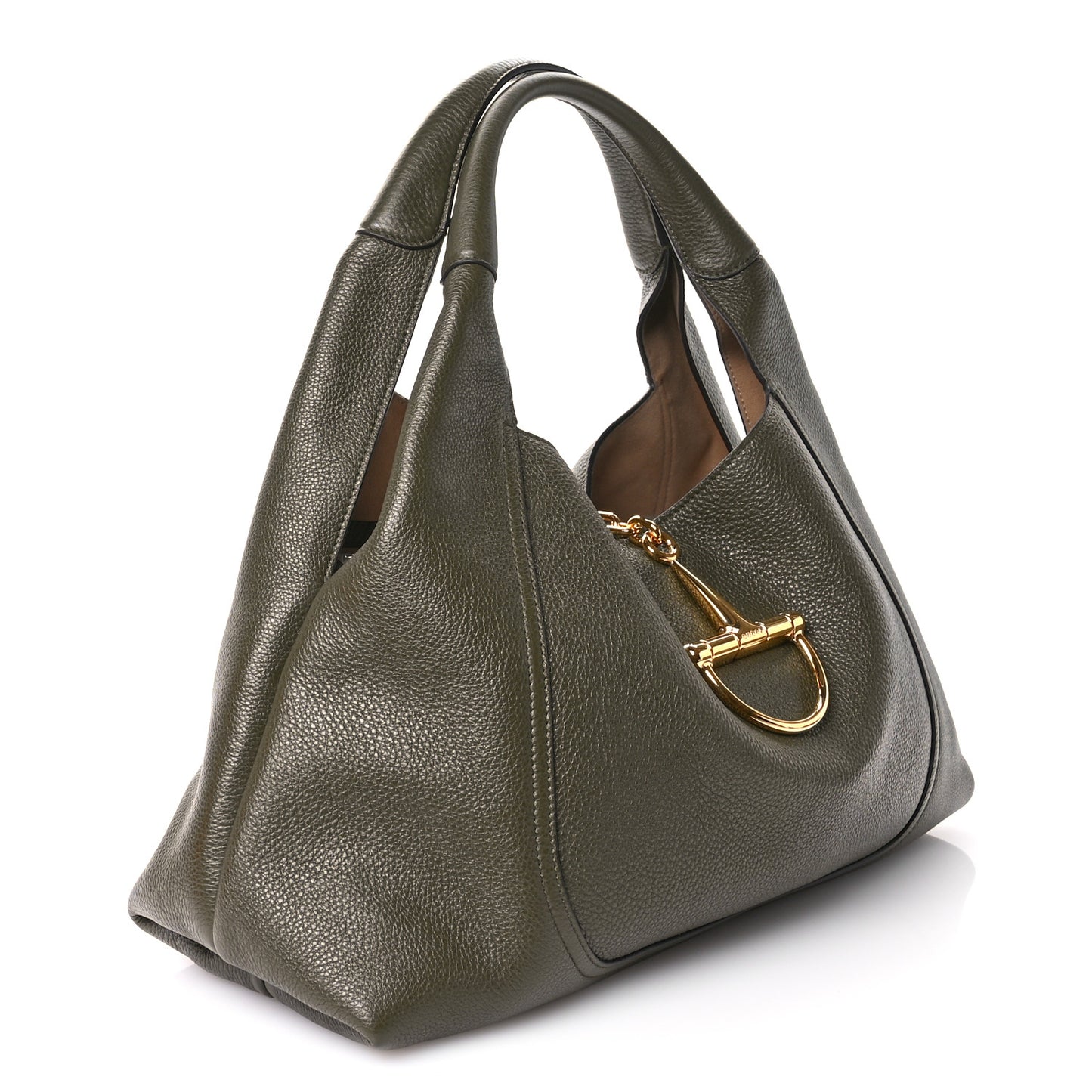 Grained Calfskin Softbit Maxi Shoulder Bag Forest Green