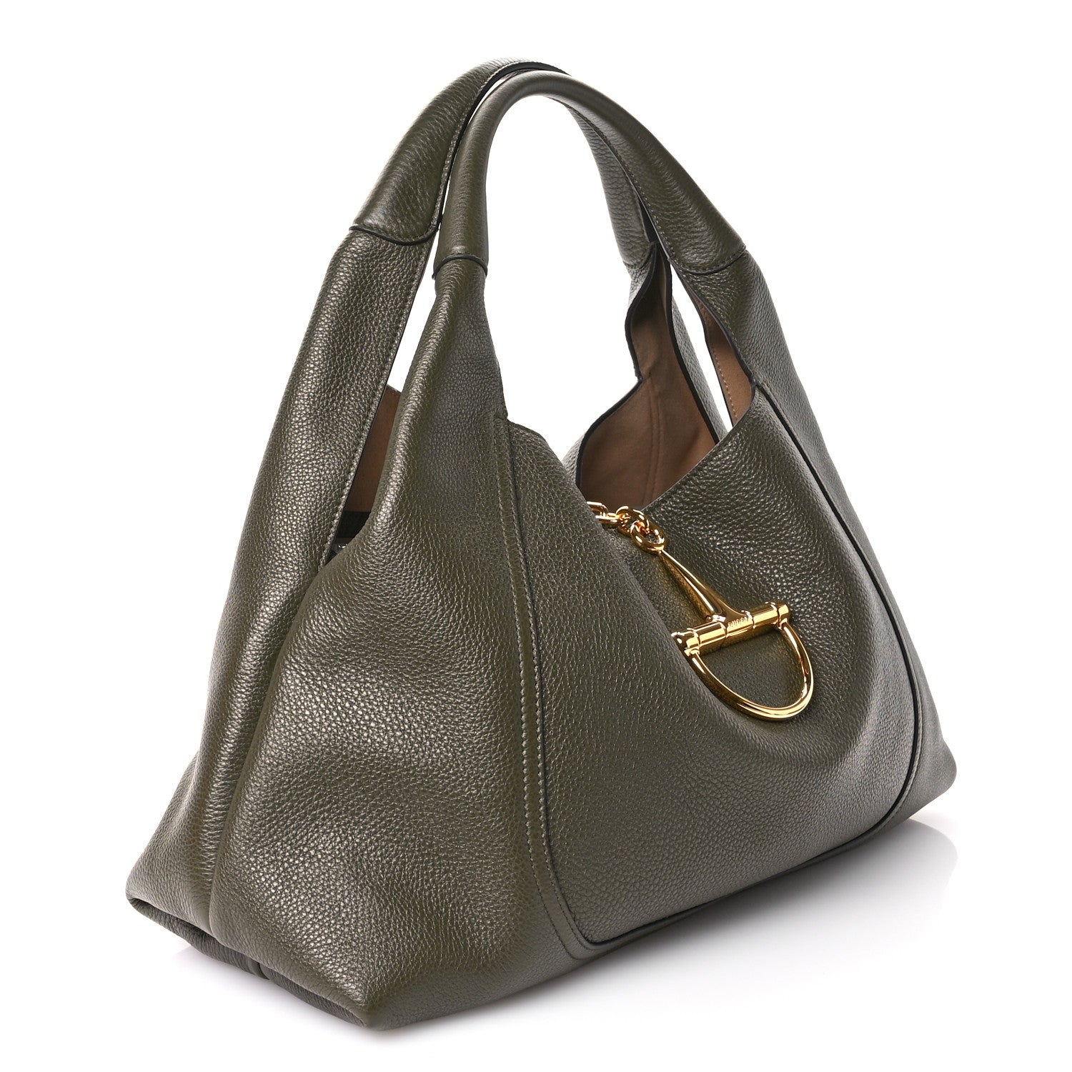 Gucci Grained Calfskin Softbit Maxi Shoulder Bag Forest Green 4 of 11