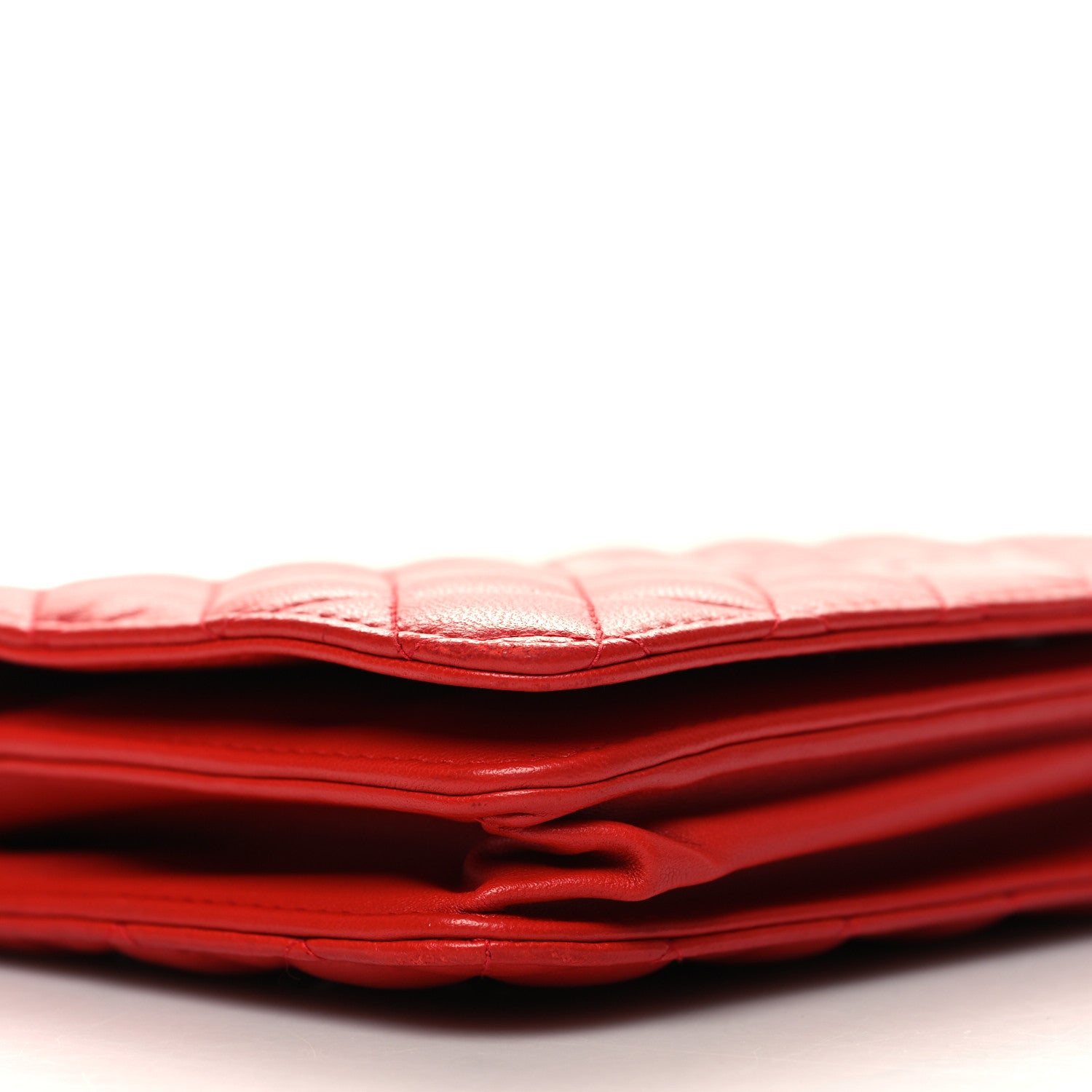 Chanel Lambskin Quilted Diamond CC Wallet On Chain WOC Red 10 of 12