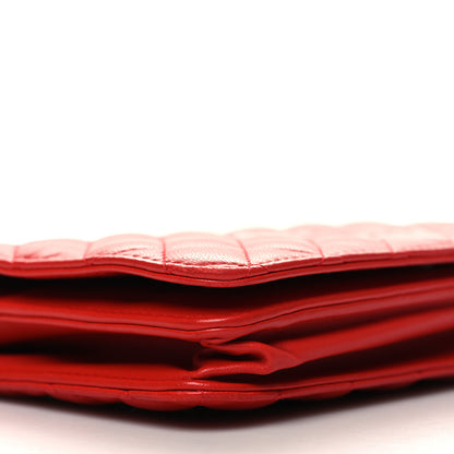 Chanel Lambskin Quilted Diamond CC Wallet On Chain WOC Red 10 of 12