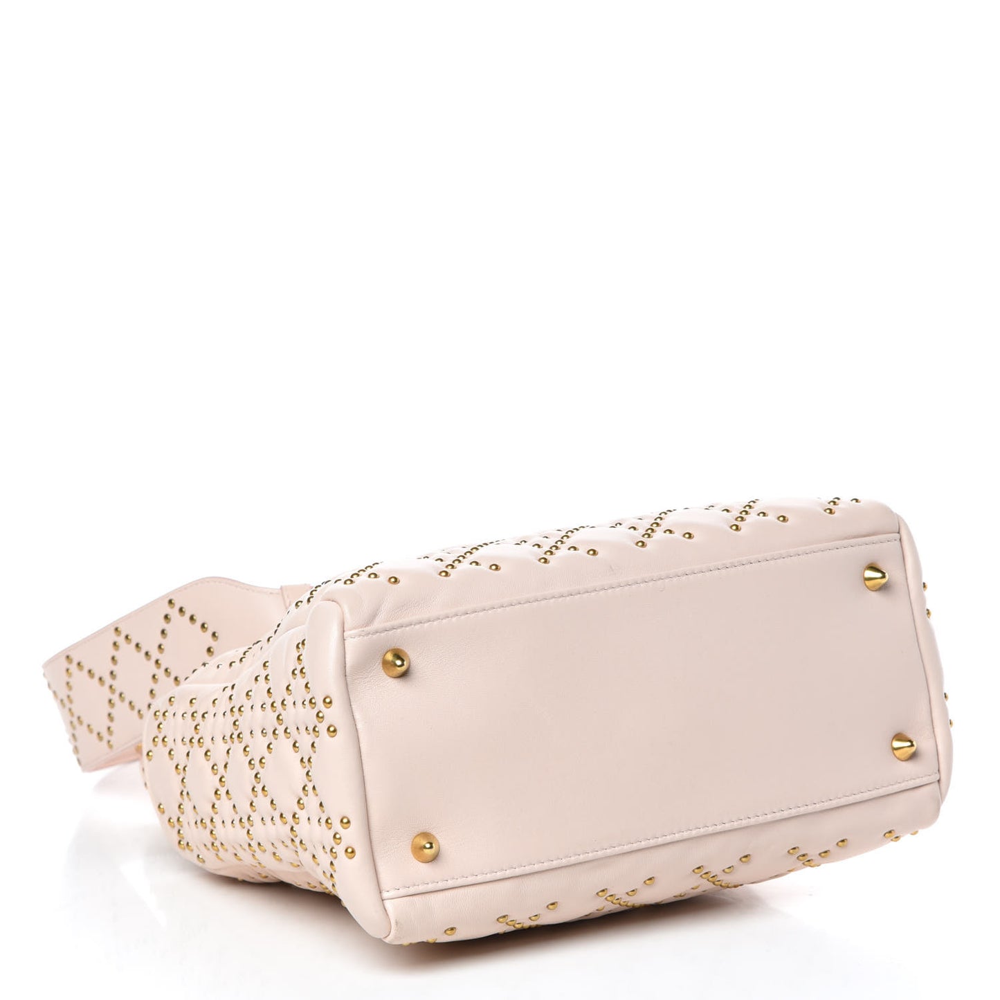 Calfskin Cannage Studded Medium Supple Lady Dior Light Pink
