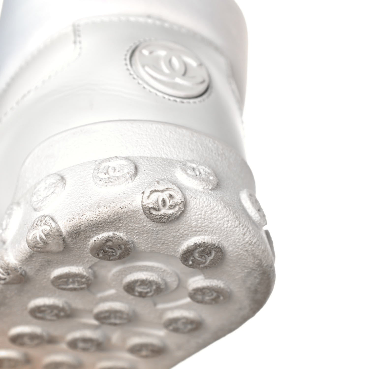 Chanel Calfskin Mesh Lycra Womens Logo High Top Sneakers 37 White 11 of 12