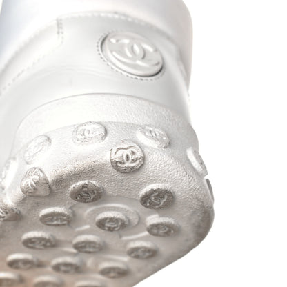Chanel Calfskin Mesh Lycra Womens Logo High Top Sneakers 37 White 11 of 12