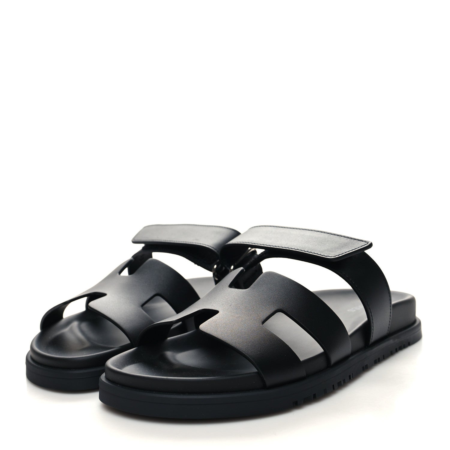 Hermes Calfskin Womens Chypre Sandals 38.5 Black 3 of 8