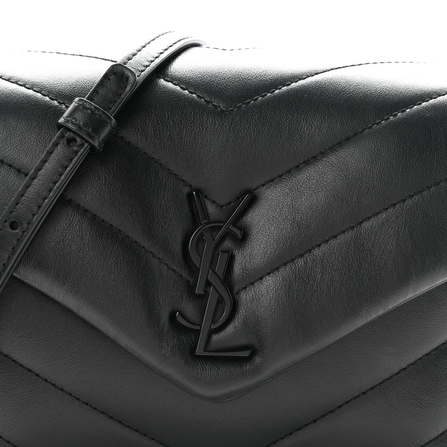 Saint Laurent Calfskin Y Quilted Monogram Monochrome Toy Loulou Crossbody Bag Black 7 of 9