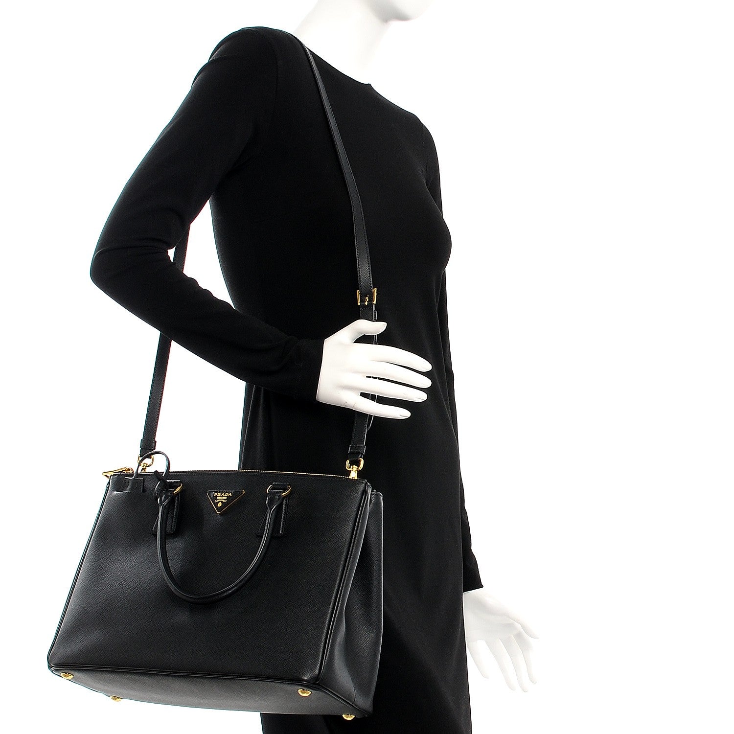 Prada Saffiano Medium Galleria Double Zip Tote Black 2 of 11