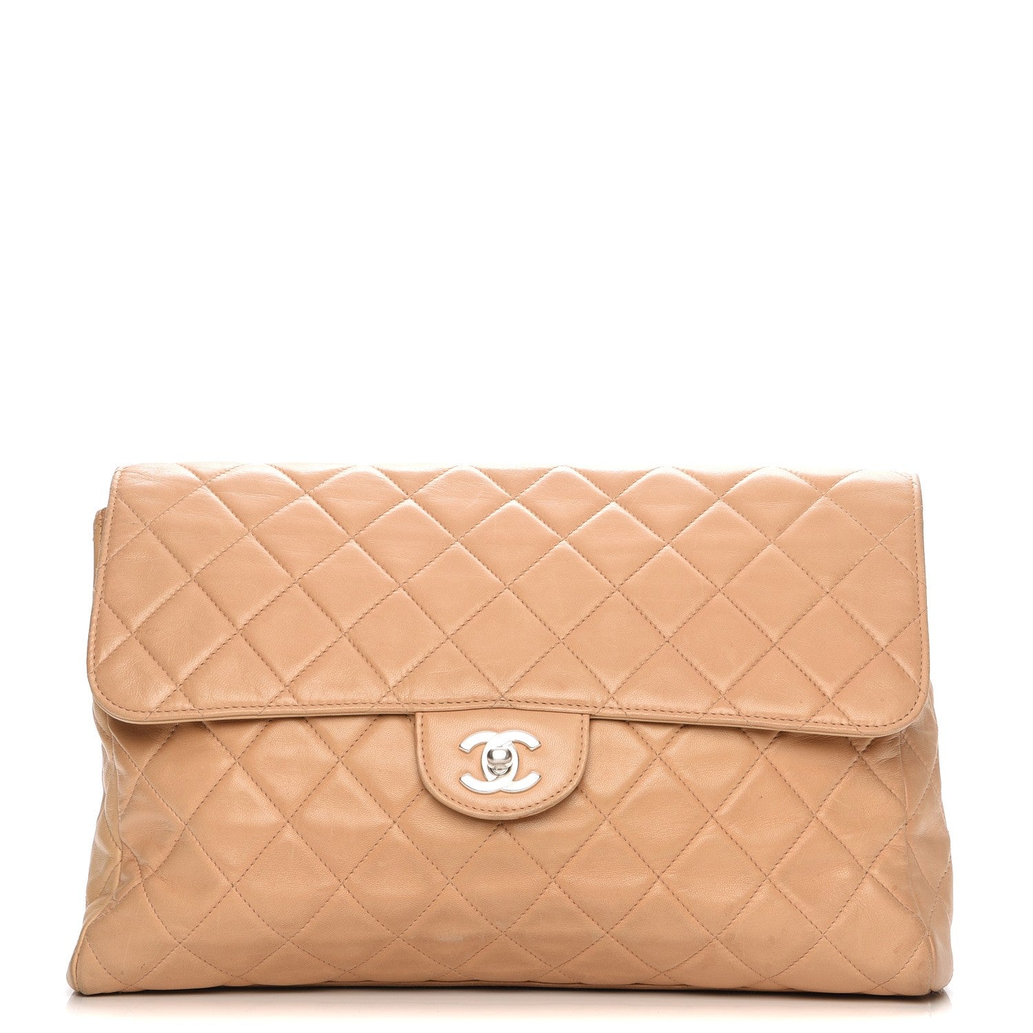 Chanel Lambskin Quilted Clutch Flap Beige 1 of 11