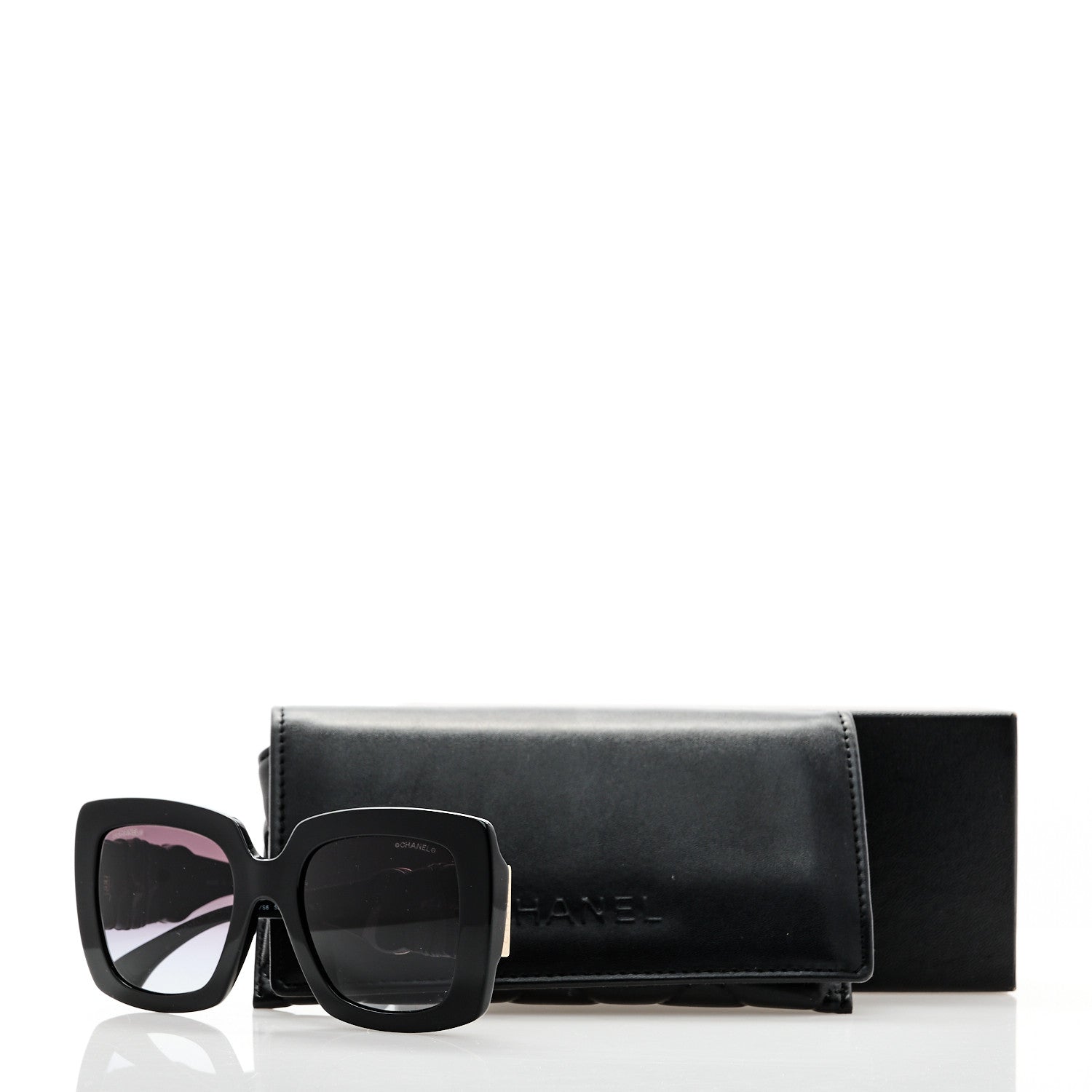 Chanel Acetate Calfskin Square Sunglasses 5474-Q-A Black 1758522