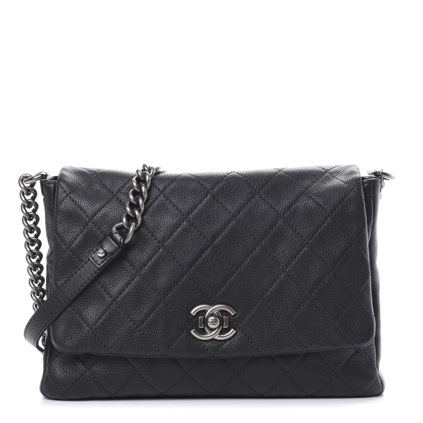 Calfskin Quilted Couture Messenger Black