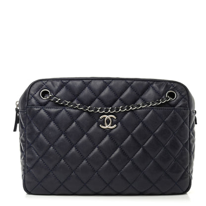 Chanel Lambskin Quilted Medium Camera Case Dark Navy Blue 1 of 8
