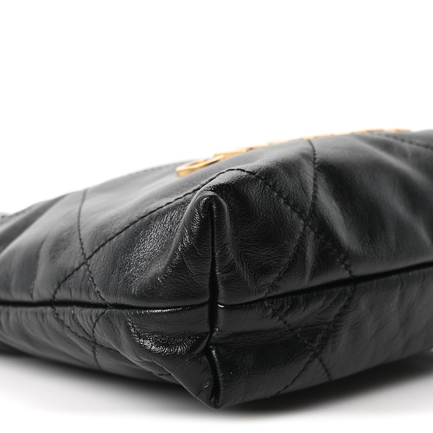 Shiny Calfskin Quilted Mini Chanel 22 Black