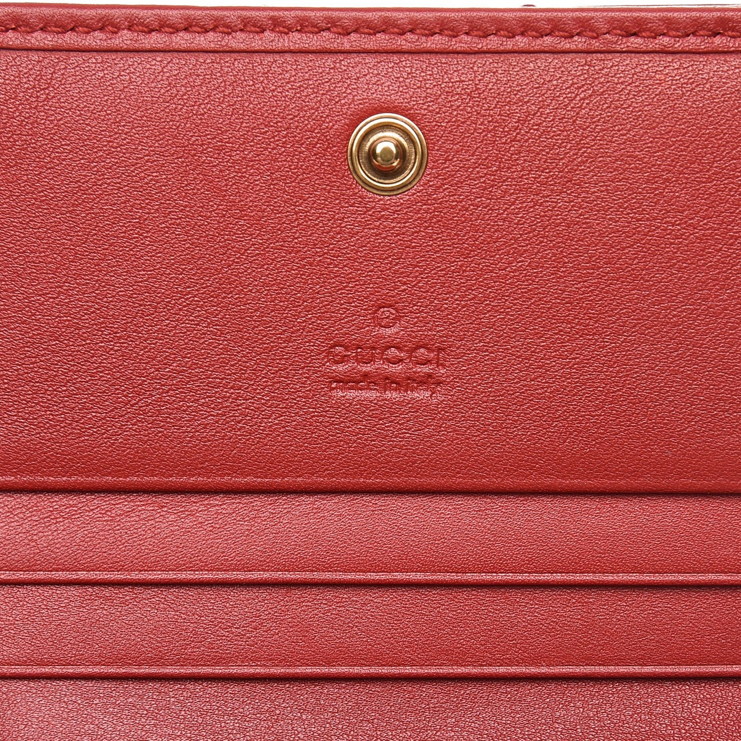 Gucci Calfskin Matelasse GG Marmont Card Case Wallet Hibiscus Red 6 of 8