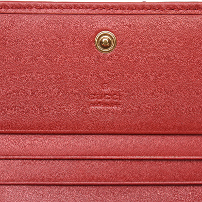 Gucci Calfskin Matelasse GG Marmont Card Case Wallet Hibiscus Red 6 of 8
