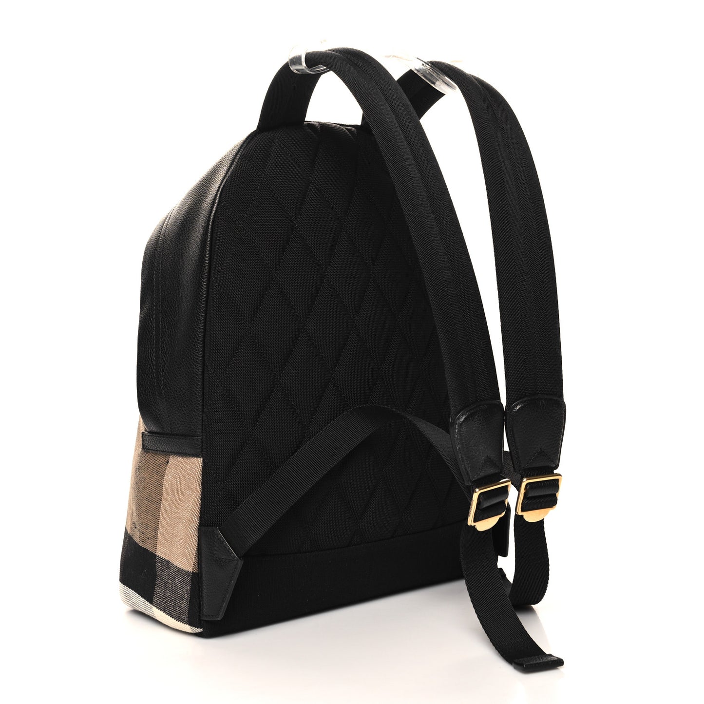 Mega Check Calfskin Abbeydale Simple Backpack Black Camel