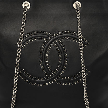 Chanel Grained Calfskin Large Coco Eyelets Shopping Tote Black 8 of 11